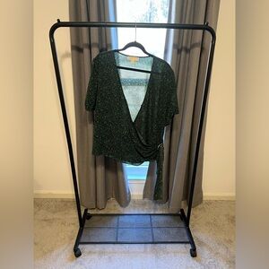 Michael Kors Green Floral Wrap Blouse